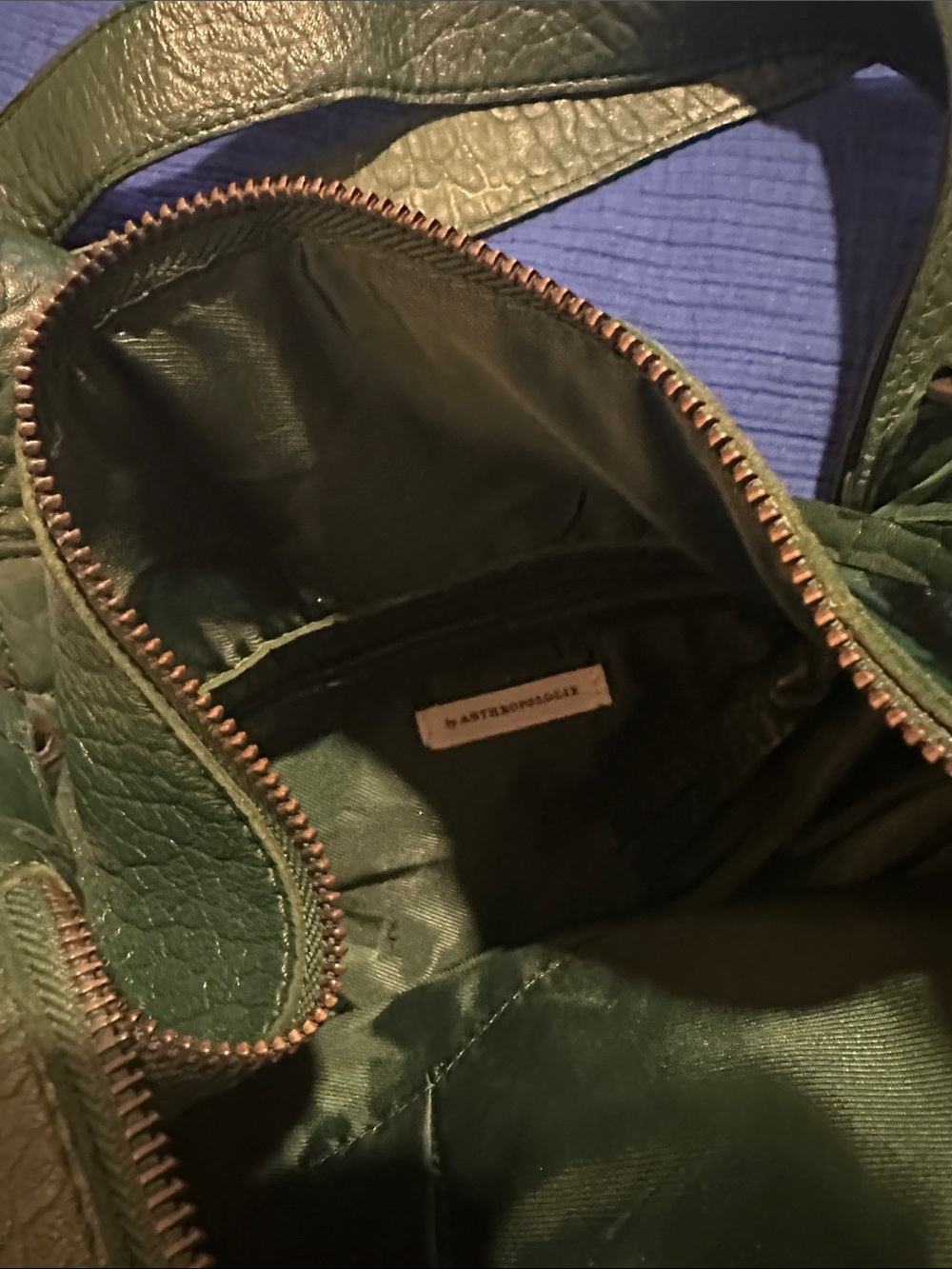 Anthropology Green Leather Hobo Shoulder Bag - Picture 3 of 3